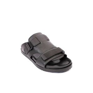 Mariano Paoletti 325 Black Leather Slides Men Comfort Sandals